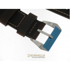 Fibbia ardiglione Panerai acciaio satinato originale cinturino pelle marrone nuovo 24mm
